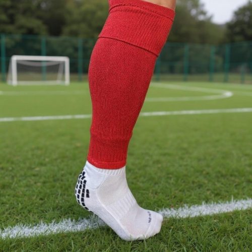 Getry piłkarskie czerwone skarpety bez stóp